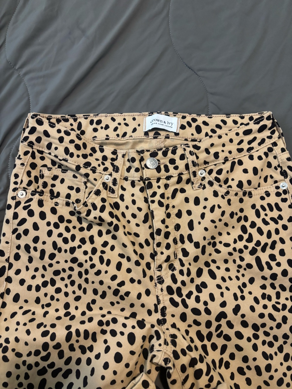 Tan Leopard-Spot Pants - Picture 4 of 6